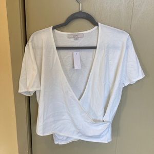NWT White Crossover Top